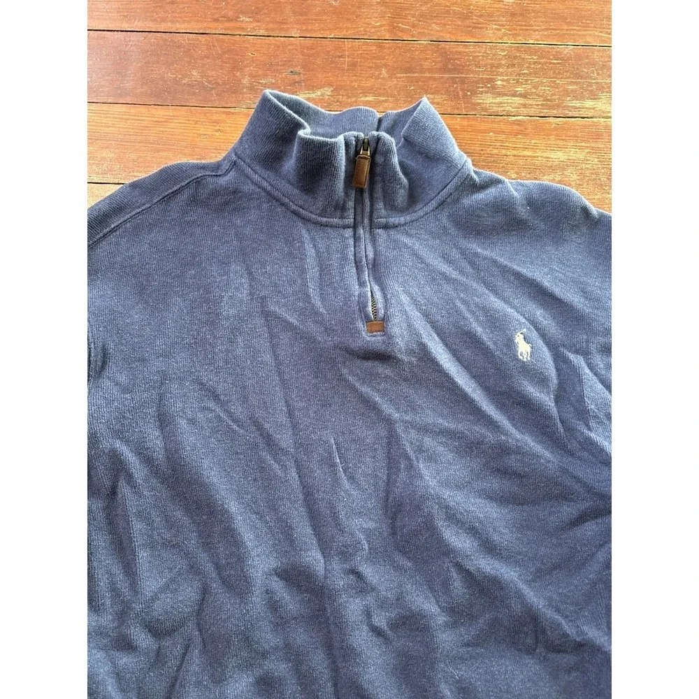 Polo Ralph Lauren Shirt Mens XL Navy Estate Rib Quarter Zip Cotton